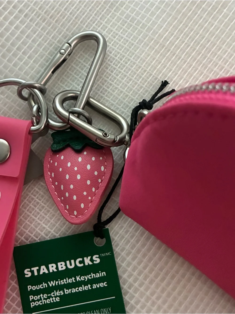New Starbucks Pink Wristlet Pouch Keychain